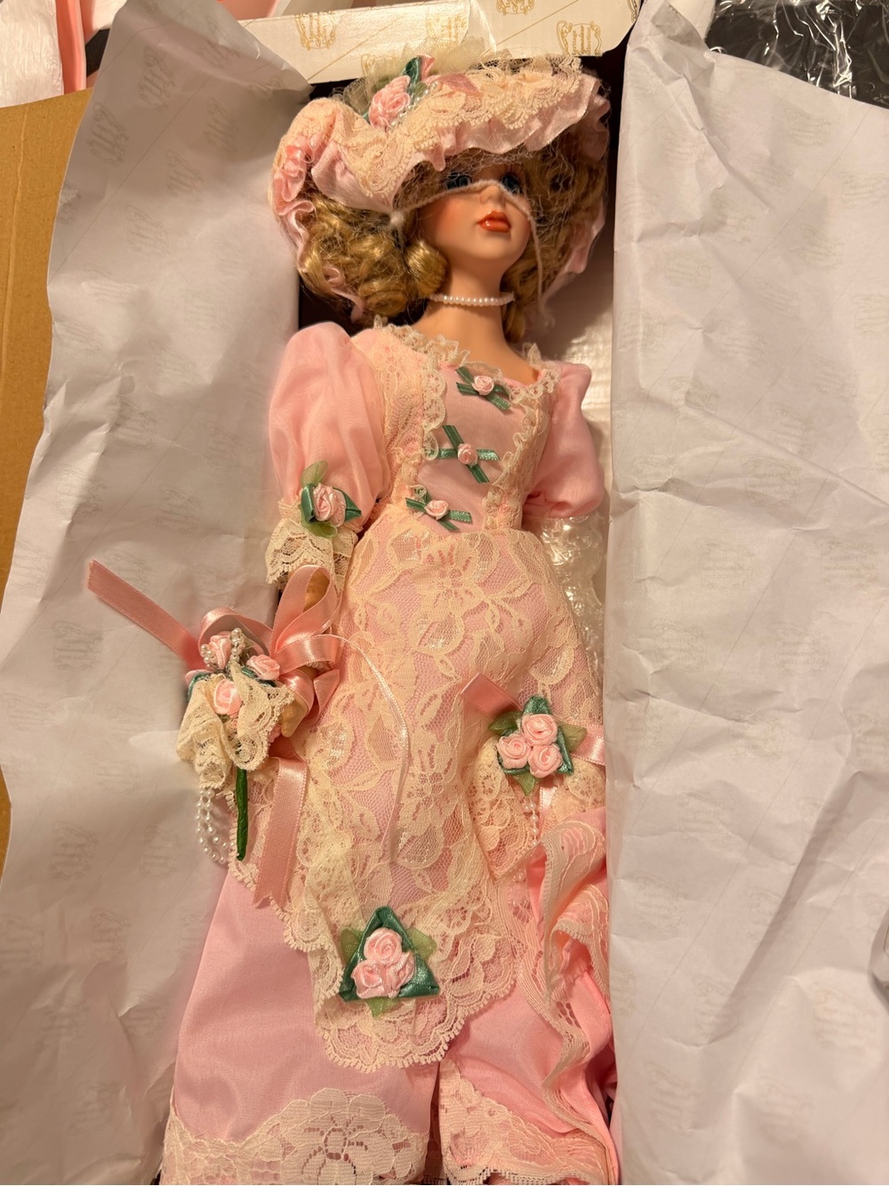 The Heritage Signature Collection - Porcelain Collector Doll in Pink Lace Dress